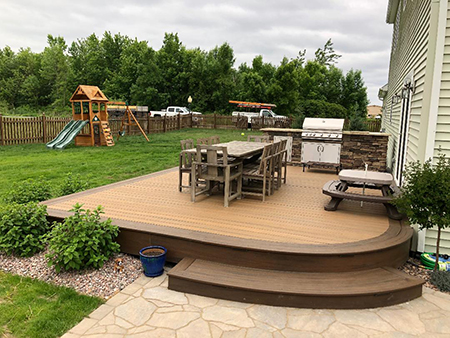 Trex Deck with Outdoor Kitchen and Paver Patio